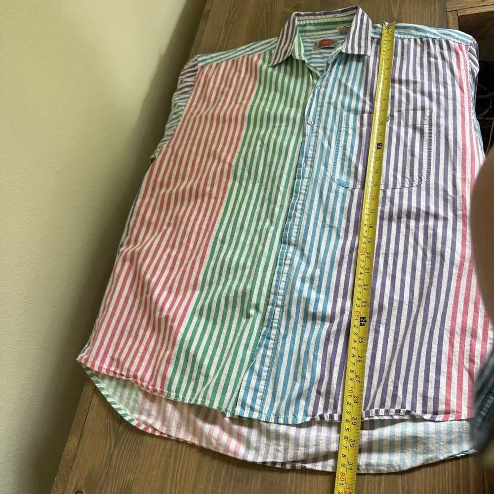 Duner Men's Large Colorful Striped Vintage 90's Short Sleeve Button Up Shirt - Picture 8 of 8